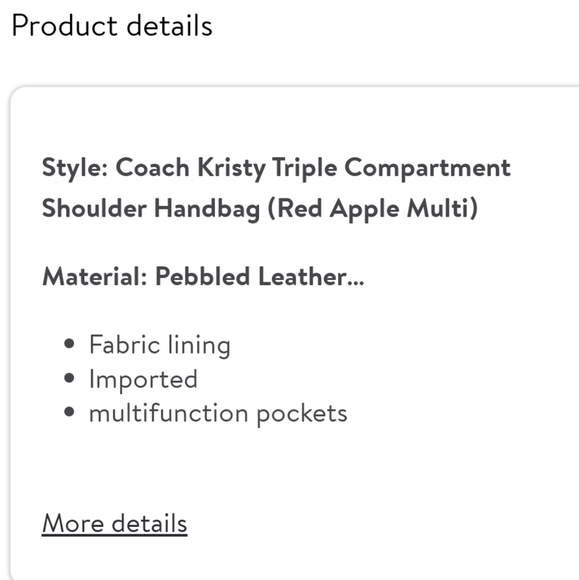 COACH Kristy Pebbled Leather Red 🍎 - Picture 12 of 15